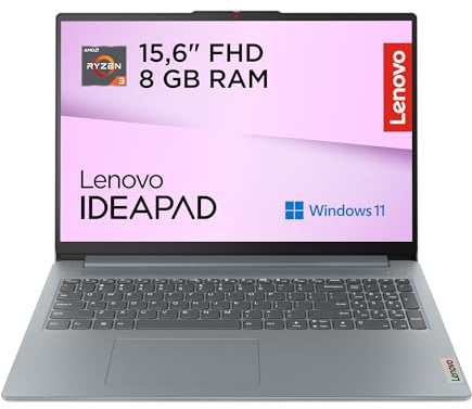 Lenovo IdeaPad Slim 3 Notebook 15 FHD (1920x1080) AMD Ryzen 3, RAM 8GB, 256GB SSD, Windows 11 Home, WiFi 6, Laptop per Casa, Ufficio, Studio, Uso Quotidiano - Caricatore non incluso