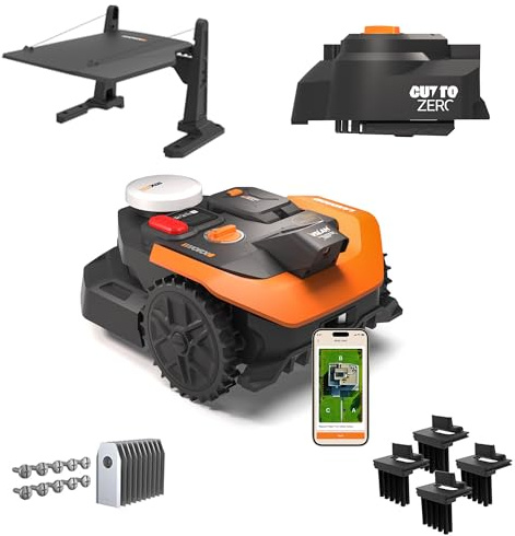 Worx Landroid Vision Cloud WR305E 2WD Robot Tagliaerba con Garage, Cut-to-Zero, Set Spazzole Ruote e Lame Long-Life, Senza Filo Perimetrale per 500 m²
