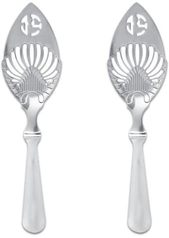 2 cucchiai per assenzio, filtro a rete per cubetti di ghiaccio in acciaio inossidabile, filtro per bere, gocciolatore per cocktail, gocciolatore per fontana per assenzio scavato, (Cucchiaio per