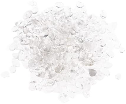 Hemobllo Gravier de Cristal Naturel Blanc et Teintes Naturelles Inaltérables 400g Surface Polie et Grille de Cristal pour Pot de Fleurs et Vase pour Reiki