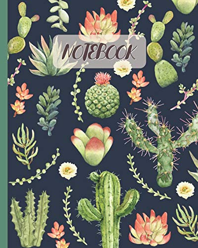 Notebook: Cactus & Succulent Watercolor - Lined Notebook, Diary, Track, Log & Journal - Cute Gift Idea for Boys Girls Teens Men Women (8 x10 120 Pages)