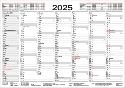 Tafelkalender A4 Stabil 2025: 14 Monate auf Vorder- und Rückseite I Dicker Karton I Ferientermine und Feiertage