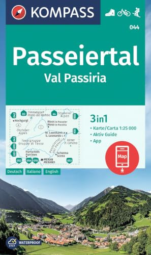 KOMPASS Wanderkarte 044 Passeiertal / Val Passiria 1:25.000: 3in1 Wanderkarte, mit Aktiv Guide inklusive Karte zur offline Verwendung in der KOMPASS-App. Fahrradfahren. Skitouren.