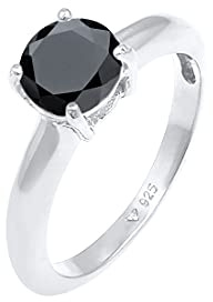 Elli Schmuck Ring Solitär Damen aus 925 Sterling Silber mit Zirkonia Stein in Krappenfassung