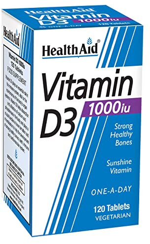 HealthAid Vitamin D3 1000iu - High Strength Cholecalciferol - Immune System & Bone Health Support - 120 Tablets - Vegetarian