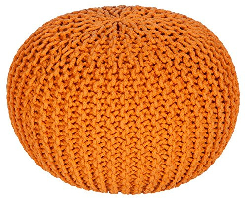 Artistic Weavers McIntosh Cotton Knitted Round Pouf,14H x 20W x 20D, Bright Orange