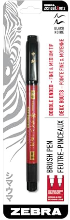 Zebra Zensations Brush Pen Double-Ended Fine-Med Black (01510UPC)