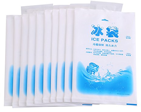 Gel Wasser Taschen Eisbeutel Wiederverwendbare Kühlakkus 200ml × 10 Stück Kühlelemente Kühltasche Lebensmittel Frischhalten Kühlpad Kühlkompresse