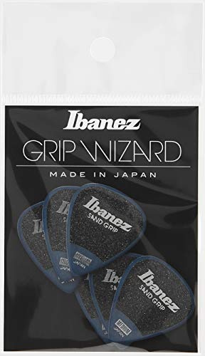 Ibanez PPA14MSGDB Lot de 6 médiators GRIP WIZARD à grip sable, 0.8mm, Bleu foncé