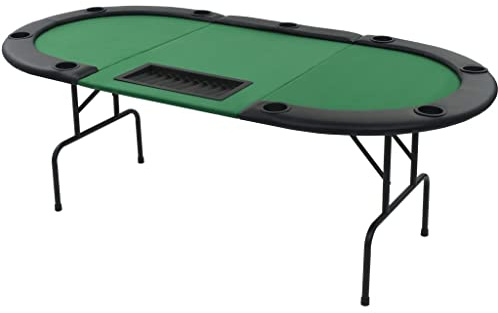 vidaXL Pokertisch 9-Spieler 3-Fach Klappbar Oval Grün Casino Poker Tisch