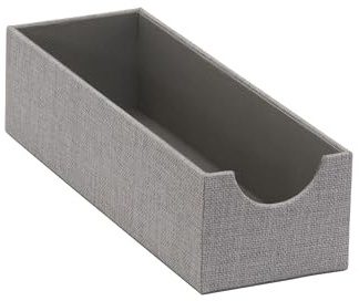 Household Essentials Grey 725-1 Deep Drawer Organizer Box for Storage | 12 in x 4 in x 3.13, Silver