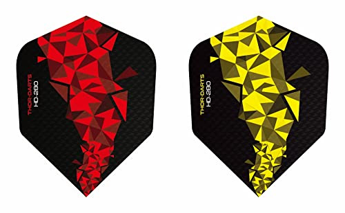 THOR-DARTS 30 stycken (10 set) extra starka pilar flights HD-280 röd gul standardform ultra stark grön-svart blå-svart HD150 plus (F2 mix gul-svart & röd-svart)