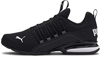 PUMA Men's Axelion Block Running Shoes, Black Black White 01, 9 UK