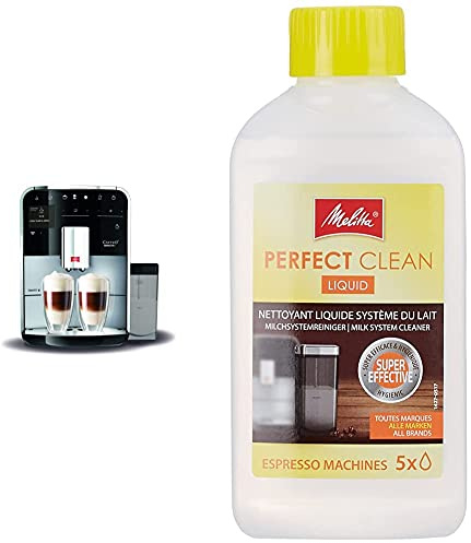 Melitta Barista T Smart, Noir/Argent, Machine à Café, Expresso et Boissons Chaudes Automatique, 2 Réservoirs à Grains & Nettoyant Liquide de Système de Lait, Pour Machines à Café Automatiques, 250 ml