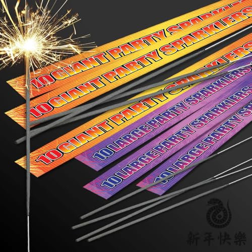 Inevitable Party Pack of 60 Party Sparklers (30 Giant and 30 Large), Long Burn and Lots of Sparks - Great for all Occasions