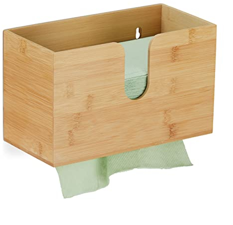 Relaxdays Distributore Asciugamani Carta da Parete, Salviette Formato H2, Dispenser Bagno 16 x 27 x 13 cm ca., Naturale