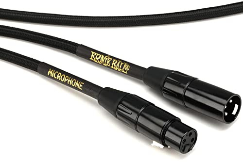 Ernie Ball 20 fot flätad hane hona XLR mikrofonkabel svart