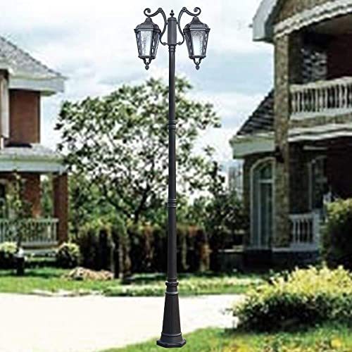 XMFXIAO 2-Heads E27 European Outdoor Column Lamp Tradition Classic Victoria Glass Lantern Aluminum Waterproof Antirust Floor Lamp Street Post Light Villa Garden Patio Lawn Decoration Bollard Lamp