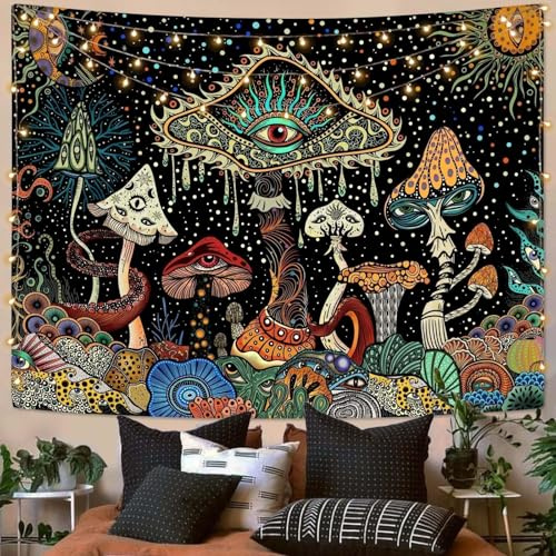 Yeoiat Mushroom Tapestry Hippie Tapestry for Bedroom Cute Tapestries Aesthetic Wall Tapestries Hanging for Bedroom Dorm Living Room (Mushroom, 36.00 X 48.00)