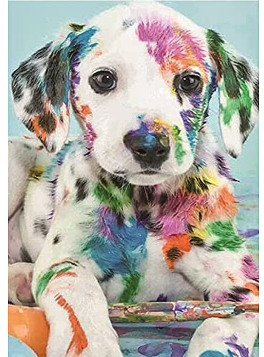 5D DIY Diamond Painting Kits, Hund Diamant Painting Bilder Full Drill, Diamant Strass Kristall Leinwand Stickerei Bilder Painting nach Zahlen für Erwachsene Kinder Dekorationen