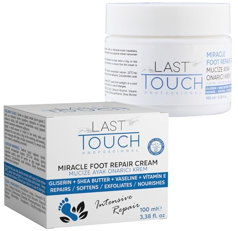 LAST TOUCH Miracle Cracked Repair Foot Care Cream - Foot Cream Dry Cracked Heels - Guaranteed Relief Worn, Cracked, Dry, Callused Feet - Athletes Foot Cream - Soft Smooth Feet 3.38 Fl Oz