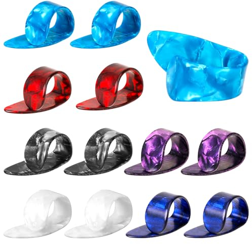 Daumen Picks 12 Stück Zelluloid Gitarre Daumen Finger Picks Medium, Flache Daumen Picks, für Gitarre, E-Gitarre, Bass Celluloid Finger Pick