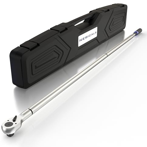 NEBICALS Drehmomentschlüssel mit 72 Zähnen, 3/8-Zoll-Antrieb, 100 ftlb Klick-Drehmomentschlüssel, 15-135 Nm, 41,6 cm Länge, hohe Genauigkeit für Auto und Motorrad, Zündkerze, Ölwechsel, Ansaugkrümmer.
