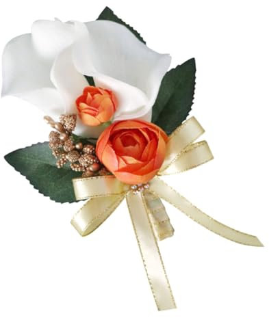 LIFKOME Hochzeitskorsage Hochzeit Braut Brosche simulierte Blumenkorsage Dekor künstliche hochzeitsblume Brautbrosche Kleidung Zubehör Blumenbrosche künstliche Bräutigam schmücken Pu