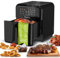 TurboTronic Heißluftfritteuse XXL 6 Liter, 1600W, 8 Programme, Timer, Airfryer Heissluftfritteuse Digital Fritteuse Fettfrei 1-60 Min Modernes Power Metall Design (Schwarz)