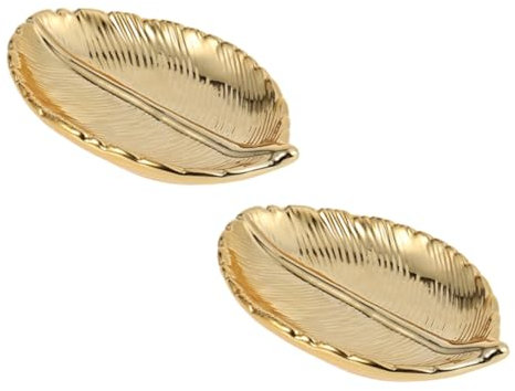 SHERCHPRY Schmucktablett, Ringtablett, Meeresfrüchte, Snacks, Teller, Schmuckaufbewahrung, dekorative Ringplatte, Schmucktabletts, Gold- , Keramik-Aufbewahrungsbox, Dessert-Obsttablett, Keramik, 2