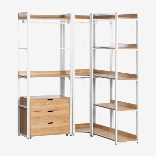 SKLUM Offener modularer Eckschrank mit 3 Teilen und Schubladen aus Stahl und Holz Ariaster -