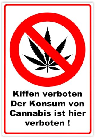 Schild Kiffen verboten, Alu-Dibond, 300x200 mm | 3 mm stark, wetterfest