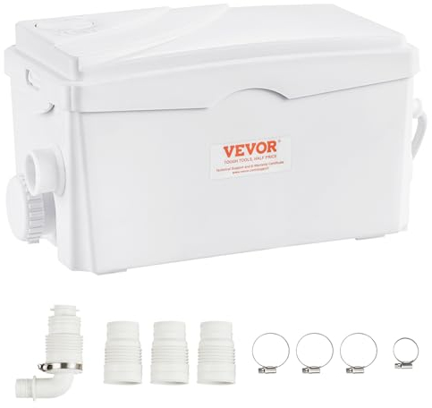VEVOR Pompa Trituratore 350 W Portata 6000 L/h Prevalenza 7 m Pompa Maceratore per Acque Luride con 3 Ingressi Acqua per Cantina, Macchina per lo Smaltimento delle Acque Reflue della Lavanderia