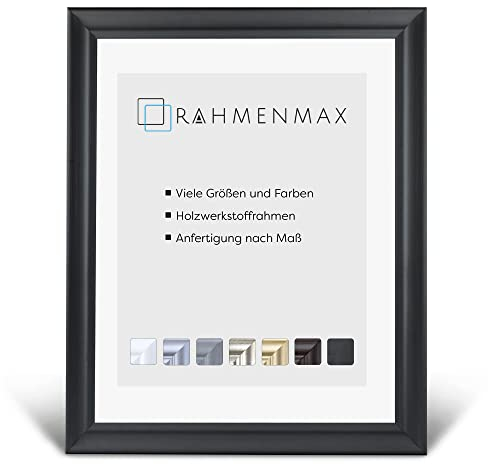 RahmenMax Neapel Barock Bilderrahmen Posterrahmen 40x100 cm Puzzlerahmen Fichte Schwarz gemasert 100x40 cm mit weissem Hintergrund und klarem Arcylglas