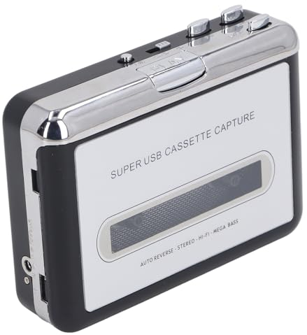 Kassetten zu MP3 Konverter, Tragbarer USB Kassettenspieler, Batteriebetrieben mit Kopfhörer, Audio Musik Kassetten zu Digital Konverter Player für CD