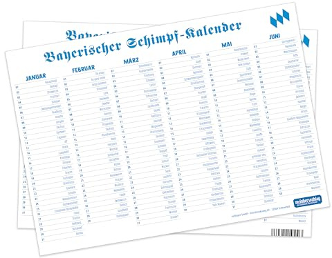 Jahresplaner Bayerischer Schimpf-Kalender - DIN A4-Format (21 x 29,7 cm)