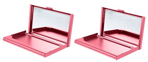 HAPINARY 2stücke Business Cards Box Mit Spiegel Kreatives Visitenkartenetui Für Frauen Aluminium Kreditkartenhalter Praktische Organizer Für Reisen Und Alltag