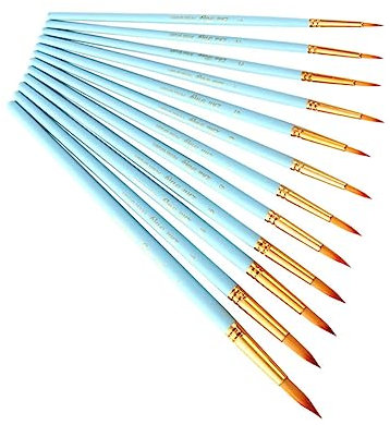 KONTONTY 12stücke Maler Pinselset Pinseldetailset Set Mit Kunstpinsel Aquarellpinsel Holz Und Nylonhaargestalteten Stiften Für Detailsmalerei