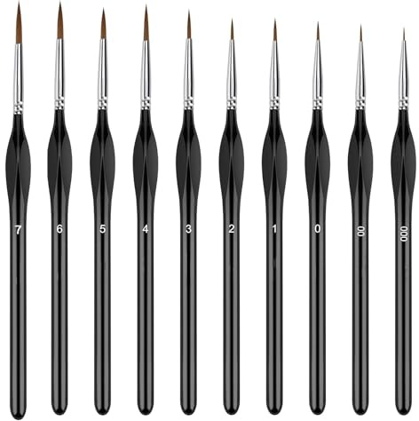 10PCS Detail Paint Brush Set,Perfect Detail Brush,Thin Brushes Tri-Handle | Drawing Brush Set for Fine Detailing,miniature paint brushes for Acrylic,Watercolor,Miniatures,Christmas,Gift