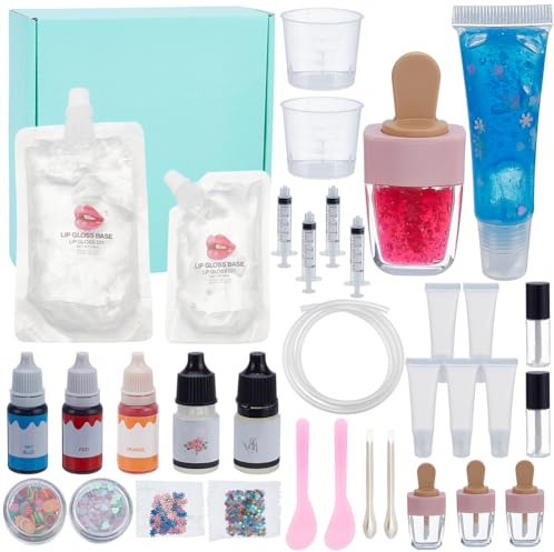WEBEEDY Lippenöl Selber Machen Erwachsene Lip Gloss Bastelset DIY 30 Stück | Lipgloss Lip Oil Handmade Set,Feuchtigkeitspflege Lipgloss Basis,Lipgloss Rohre,Für Frauen,Halloween Christmas