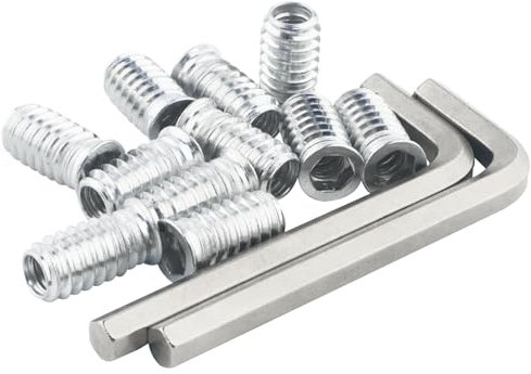 TIOMIOSEA 30 Stück inschraubmutter M10 x 20 mm, Gewindeeinsatz Holz Einschraubmuffen, Innensechskant Mutter Hex Antrieb Nuss für Holzmöbel Hex Innensechskantmuttern aus carbon steel