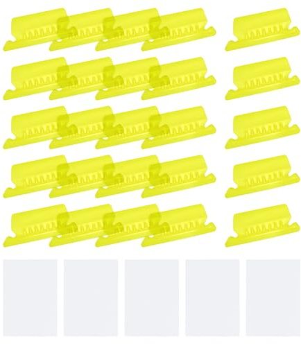 QUARKZMAN Étiquettes d'onglets de dossiers suspendus, Onglets de dossiers de 2 pouces et Inserts en plastique Étiquettes de dossiers clairs pour dossiers suspendus, Jaune, 100 pièces
