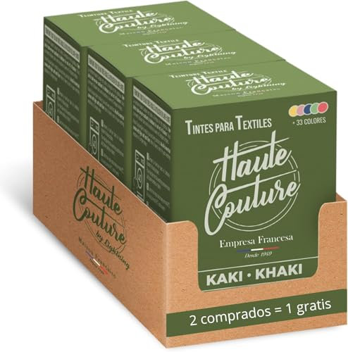 Haute Couture Grün Textilfarbe – 3x350g – GrünKhaki - Alles-in-Einem – Fertig zur Anwendung für Kleidung und Stoffe