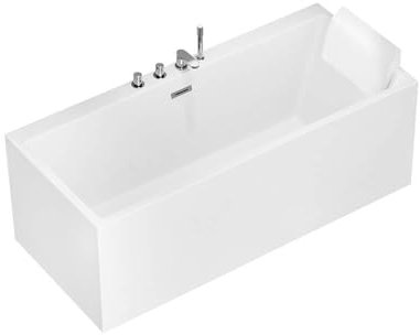 Home Deluxe Badewanne AMBER - 170 x 58 x 80 cm inkl. Ablauf & vormontierte Armaturen | Acryl-Badewanne, Spa, Luxuswanne, Bad, Badezimmer, Massagedüsen, Eck-Whirlpool, Freistehend, LED Beleuchtung,