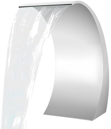 Piscina a cascata, doccia a cascata, fontana in acciaio inox con beccuccio aperto smussato e ingresso inferiore, progettata per laghetti da giardino, stagni o piscine.