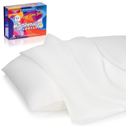 Marshmalloo Standard Pillow Case Cooling Pillow Cover, for Hot Sleepers and Night Sweats, Breathable Cover for Longer & Pain Free Sleep Adjustable Comfort Cover with Cooling Technology (Standard)