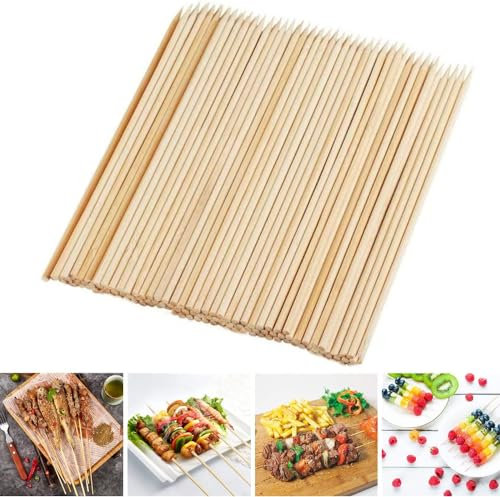 Selecto Bake 400 pinchos de madera natural para barbacoa, aperitivos, cócteles, brochetas, frutas y chocolate, tamaño de fuente de 250 mm