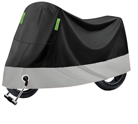 NETHIX Motorrad Abdeckplane für Moto Guzzi California III Outdoor Motorradabdeckung Wasserdicht Winterfest Motorrad Schutzhülle Motorrad Zubehör,Black Silver-XXL (245 * 105 * 125cm)