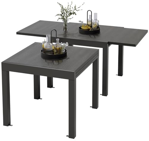 Devoko Esstisch Ausziehbar，80/160 x 75cm Gartentisch Ausziehbar, Aluminium Balkon Ausziehtisc, Gartentisch Wetterfest,ausziehbar auf 160cm