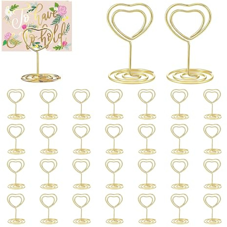 YFOViKZ 30 Stück Tischkartenhalter aus Metall in Gold, Fotohalter, Menükartenhalter, Kartenaufsteller für Hochzeit, Party, Event, Geburtstagsfeier & Dekoration
